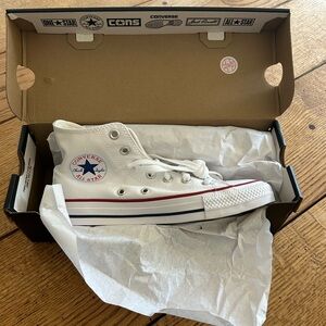 Converse Kids White High-Top Sneakers with Red and Blue Accents